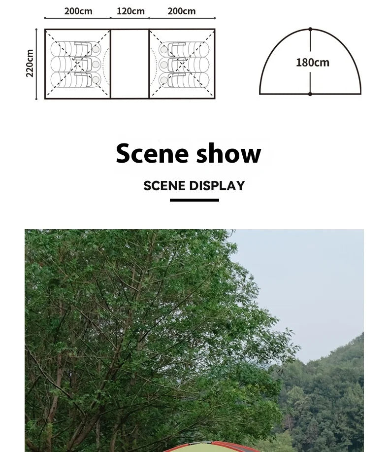 Tunnel Tent Outdoor Two Rooms and One Hall Thickened Windproof and Rainproof Tent Camping Sun Screen Tent душевая палатка
