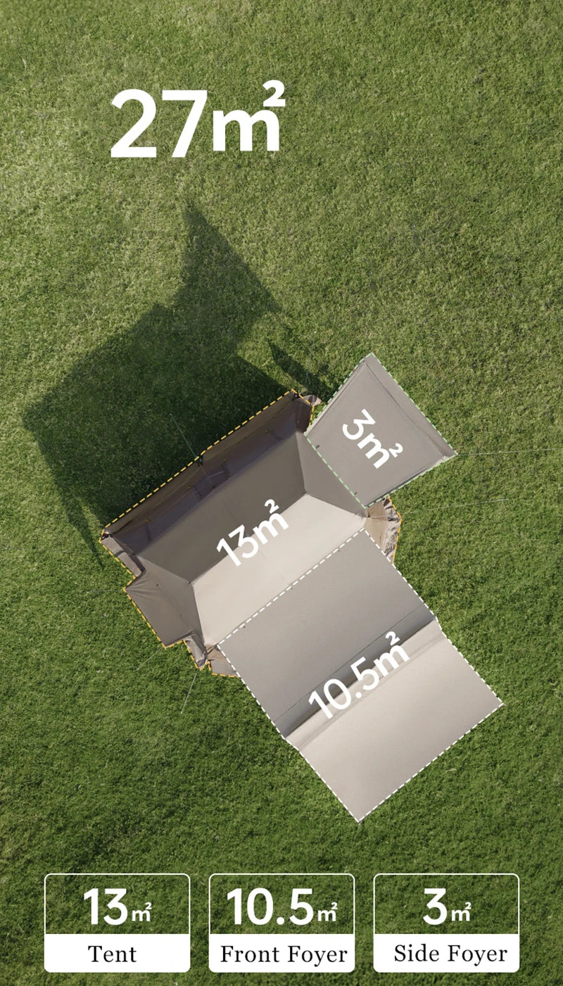 Naturehike Village 13 Automatic Cabin Tent Black Coated Outdoor Camping Picnic Sunscreen 27㎡ 2 Rooms 2 Halls Waterproof Tent