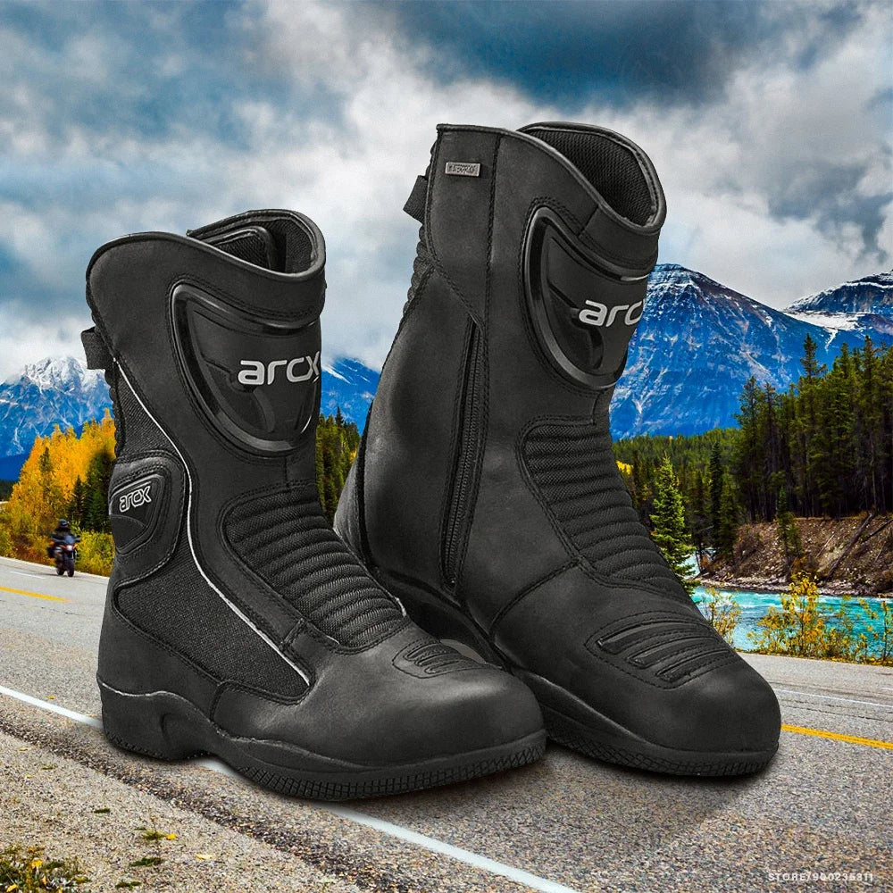 ARCX Motorcycle Boots Waterproof Motorcyclist Quilted Boots Men Winter Motorboats Motorcycle Supplies Unisex Leather Moto Shoes