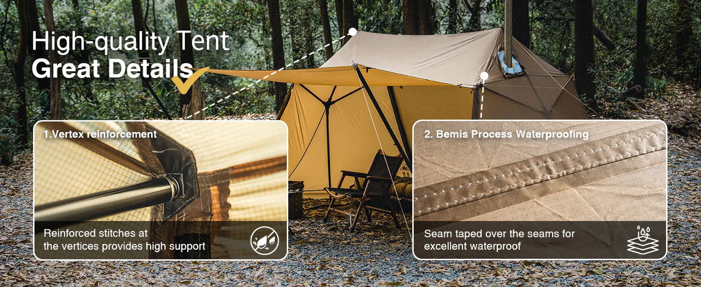 OneTigris Scarecrow Hot Tent Lightweight 2 Persons Shelter Tents with Stove Jack for Bushcrafters Survivalists Camping Hiking