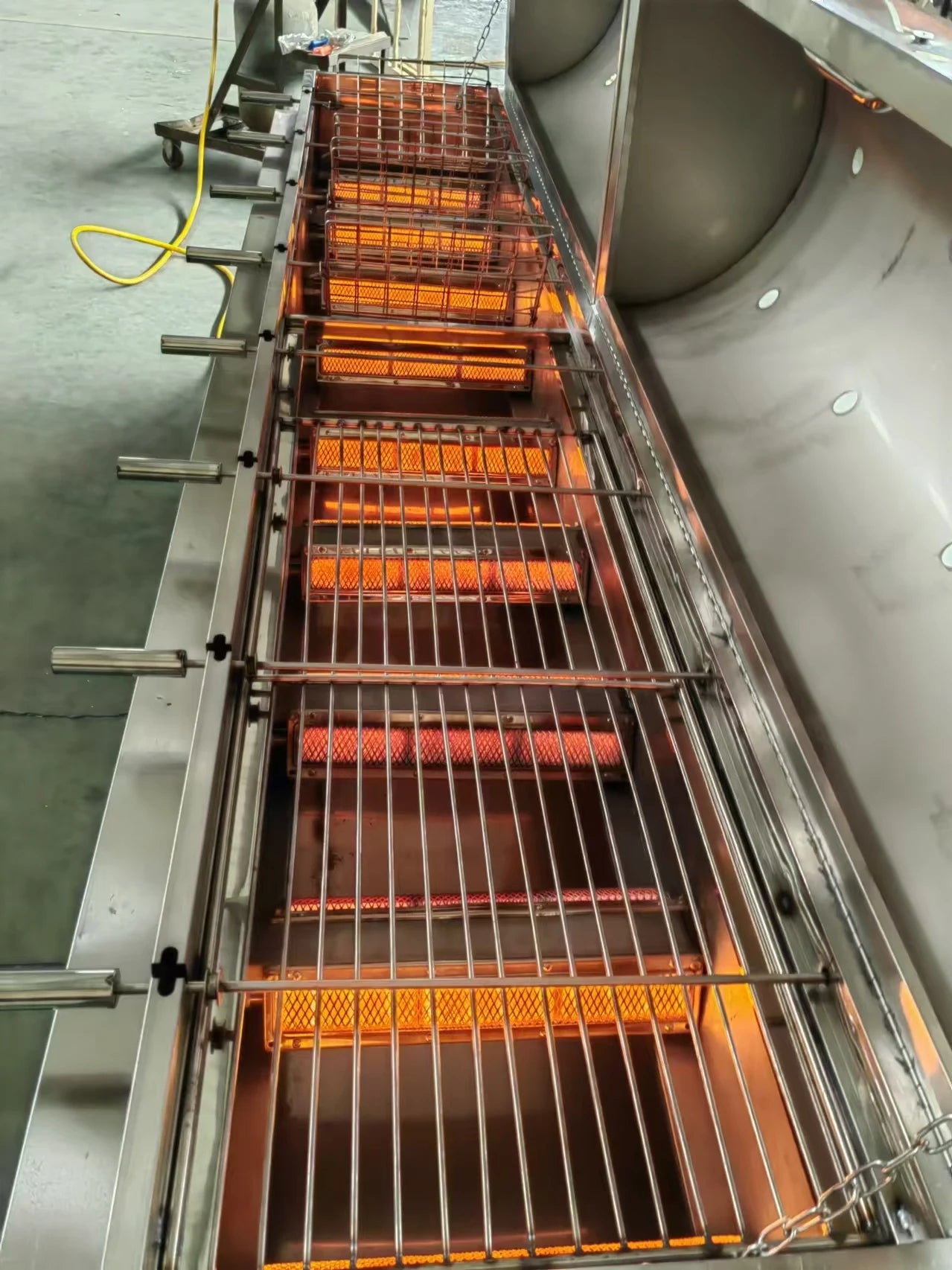 Chinese Stainless Steel Commercial Automatic Pig Meat Rotisserie Charcoal Bbq Grill Machine For Restaurant