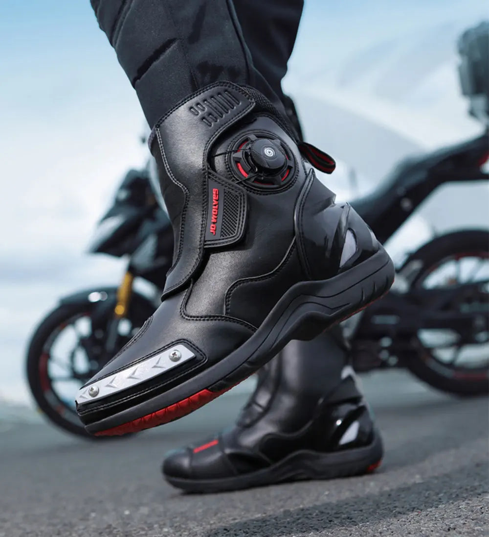 Fashion Men's Motorcycle Boots Waterproof Anti-Slip Motorbike Boots Man Motos Riding Shoes TPU Anti-collision Motocross Boot