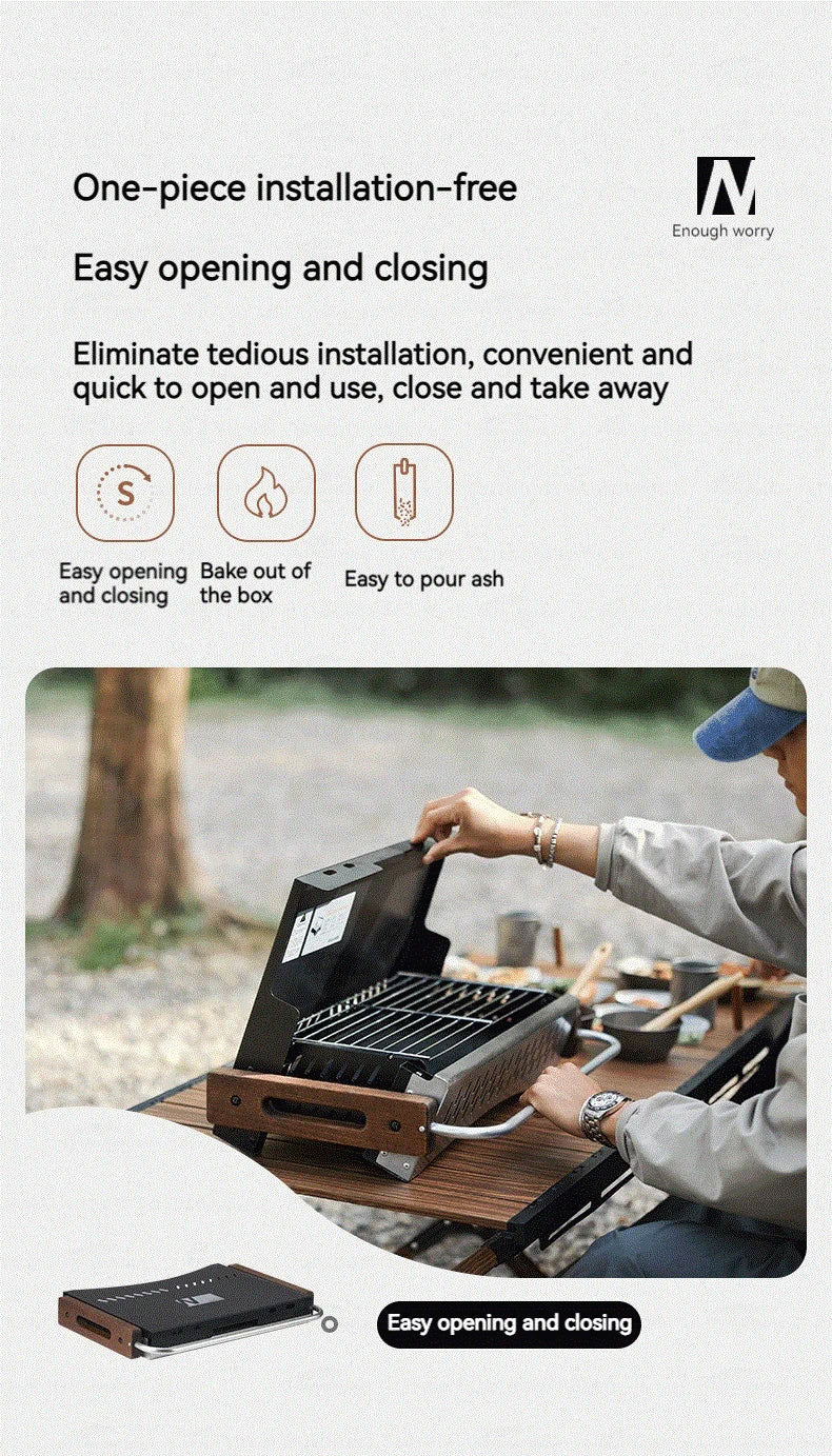 Naturehike Upgrade Barbecue Grill Lightweight Folding Portable Charcoal Burner Camping Outdoor Picnic Tabletop Cooking Stove Box