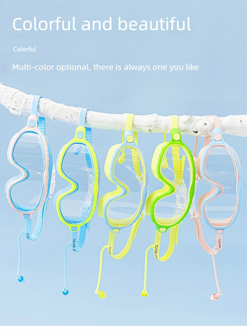 Kids Swimming Goggles for Boys & Girls (3-15 Years) - Big Frame HD View, Anti-Fog, No-Leak, Comfortable Silicone Swim Goggles