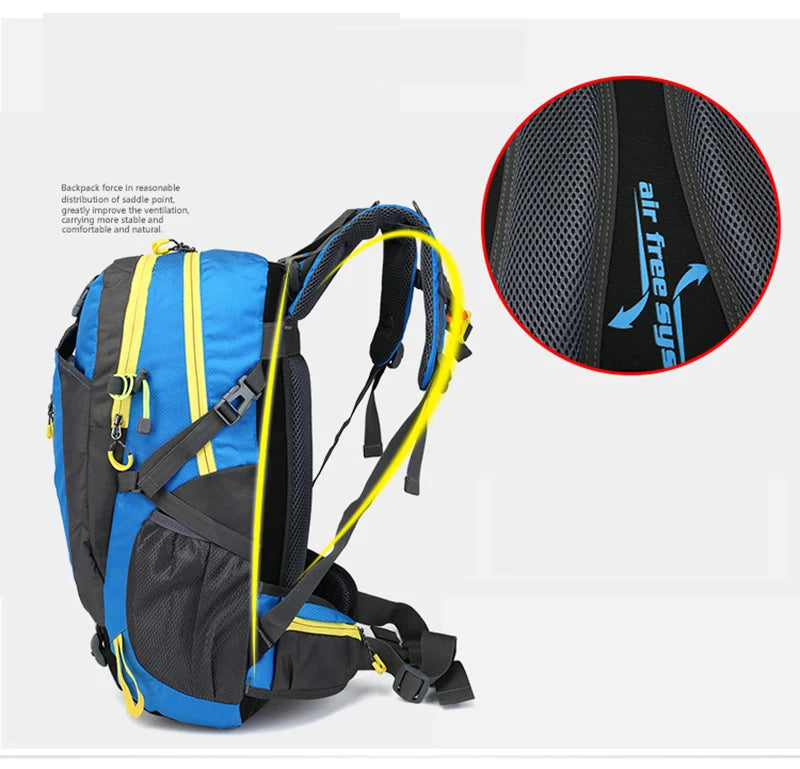 40L Outdoor Backpack Travel Trekking Climbing Mountaineering Rucksack Sports Men'S Bag For Women Waterproof Nature Hike Cycling
