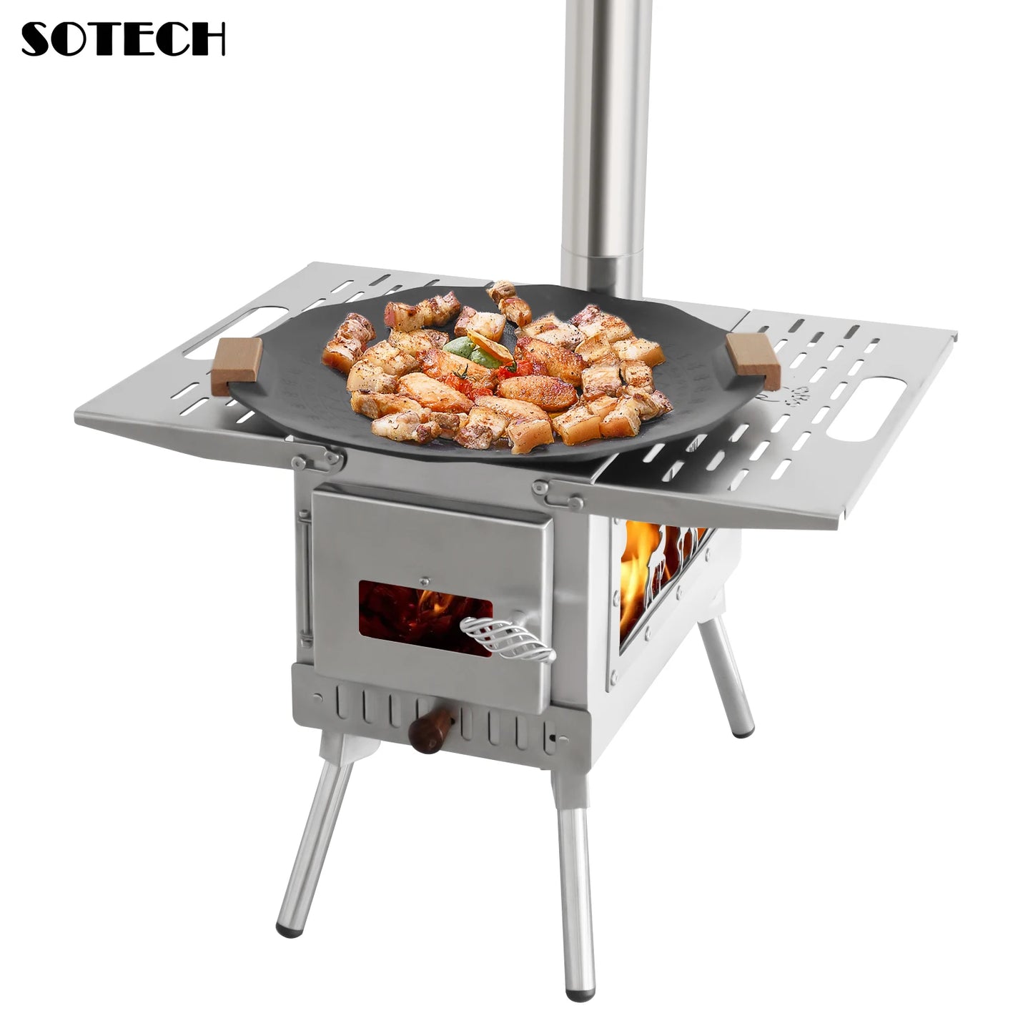 Multi-purpose Firewood Stove Stainless Steel Pellet Burner Camping Partical Heater Portable Foldable Wood Stove Outdoor Picnic