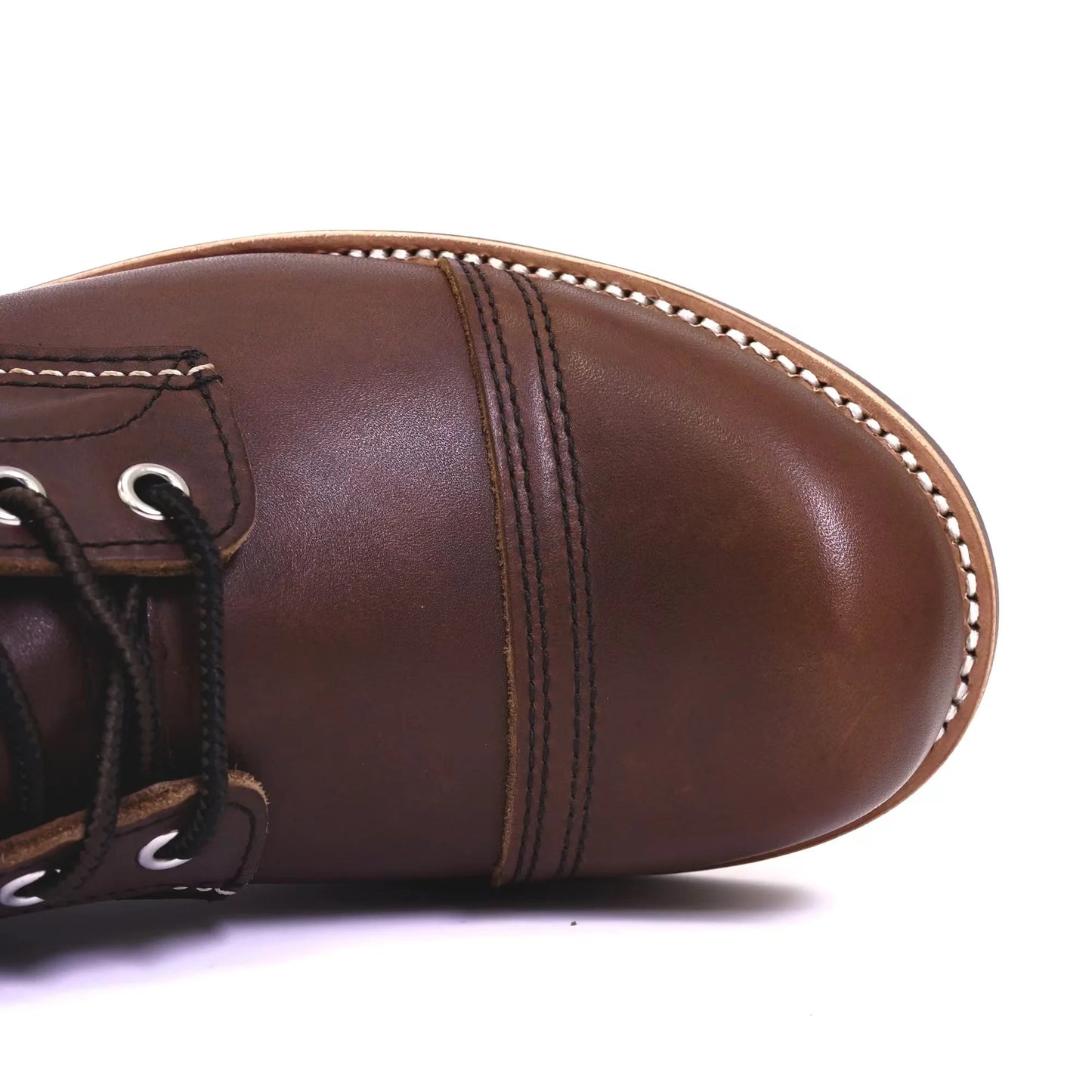 Durable Goodyear-Welted Motorcycle Rugged Heritage Boots Vintage Oil Genuine Leather 8111 Red Punk For Men Cowhide Mid-Cut Shoes