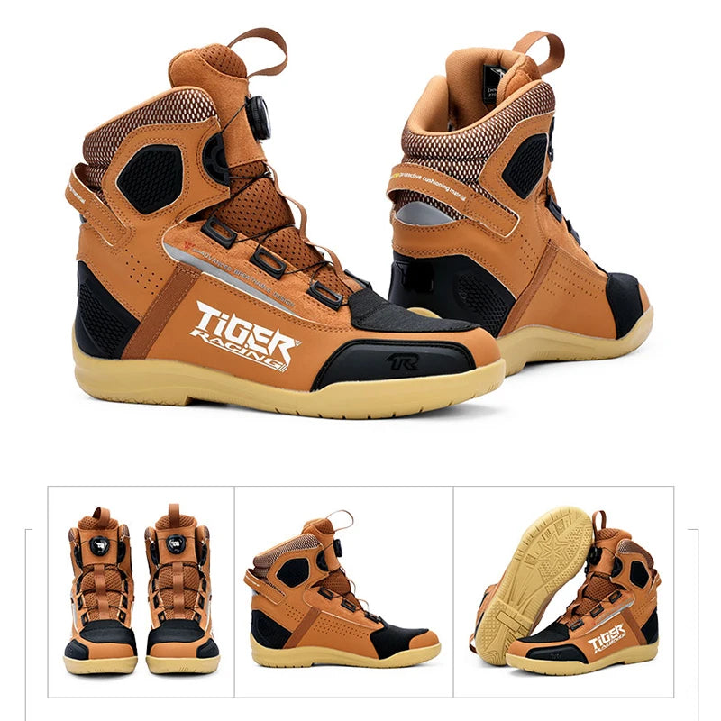 TR Motorcycle Shoes Men Motorcycle Boots Breathable Riding Boots Four Seasons Women Waterproof Moto Racing Shoes Cross-country