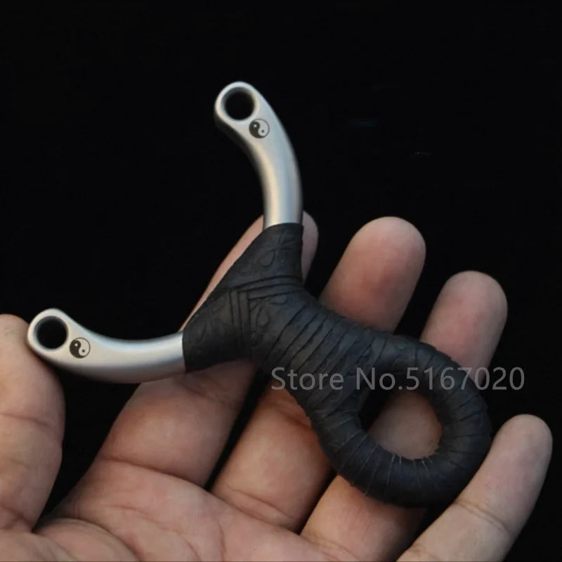 Professional 304 Stainless Steel Slingshot with Flat Rubber Band for Outdoor Hunting Catapult Competitive Shooting