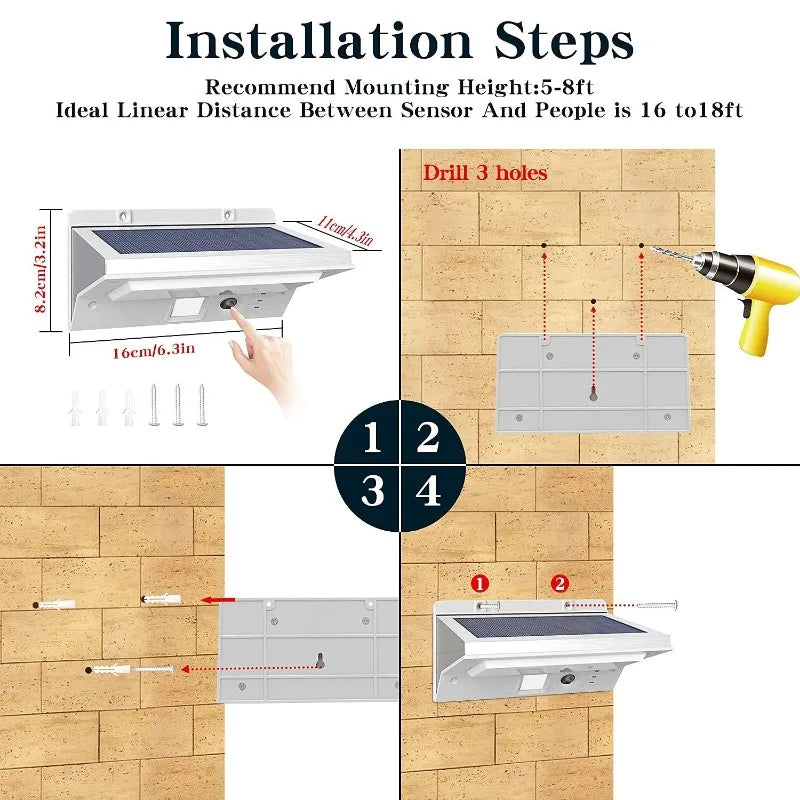Solar Light Outdoor Motion Sensor Waterproof Wall Led Lamp for Lighting Garden Decoration Gardening Solar Street Lights