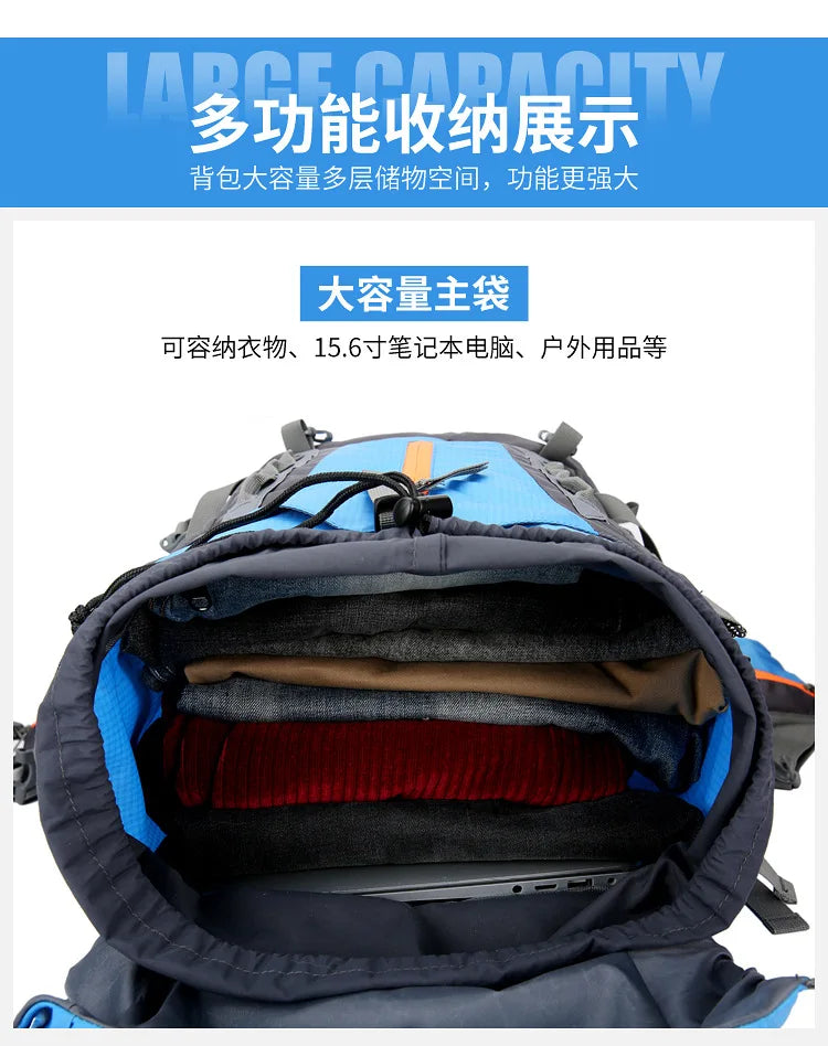 2025 cross-border outdoor hiking bag shoulder hiking sports bag waterproof bag backpack large capacity polyester backpack a001