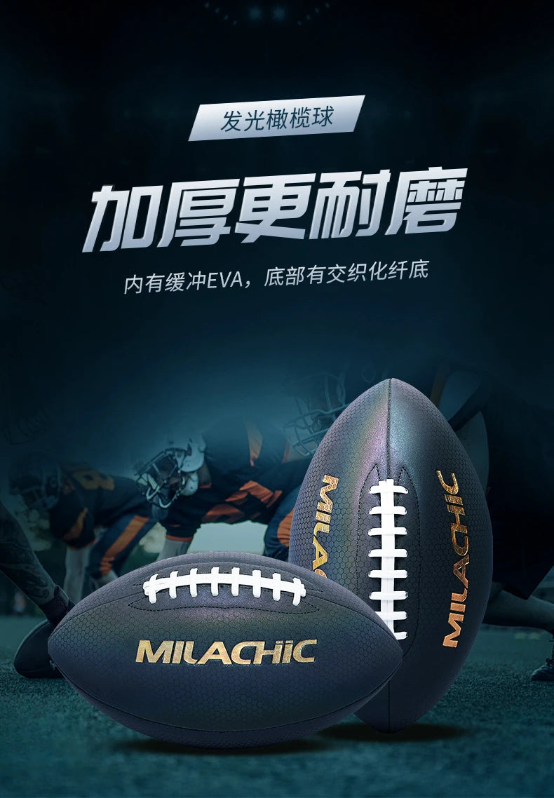 Training Reflective Rugby Ball Professional Grade Ball Toss Kick Practice for Youth Adult, Indoor and Outdoor Use, Size 3, 6, 9