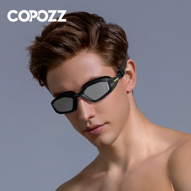 COPOZZ New Professional Swimming Goggles Electroplate Men Women Anti Fog UV Protection Adjustable Adult Fashion Swim Glasses