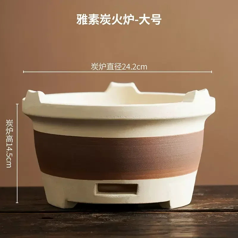Kaolin-Household Charcoal Stove, Indoor Tea Heater, Outdoor BBQ Stand, Winter Heating Brazier, Household Charcoal Burner,