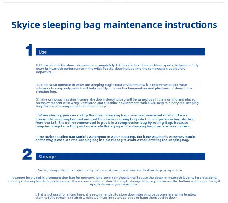 SKY ICEFeichan Mummy Down Sleeping Bag for Adults Outdoor Camping Winter Thickened Goose Down Cold-Proof Warm