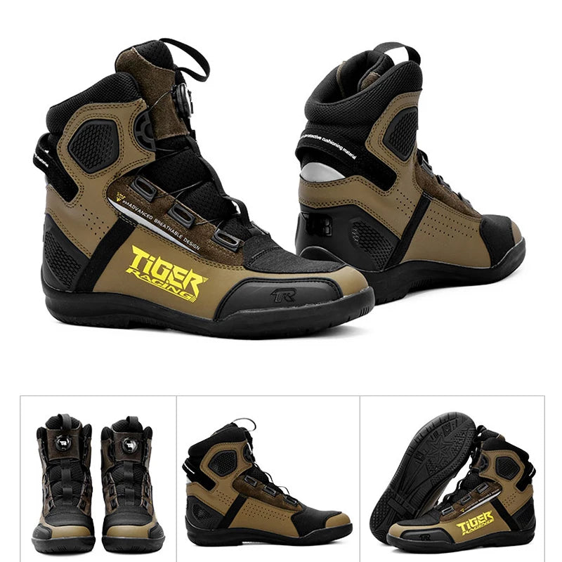 TR Motorcycle Shoes Men Motorcycle Boots Breathable Riding Boots Four Seasons Women Waterproof Moto Racing Shoes Cross-country