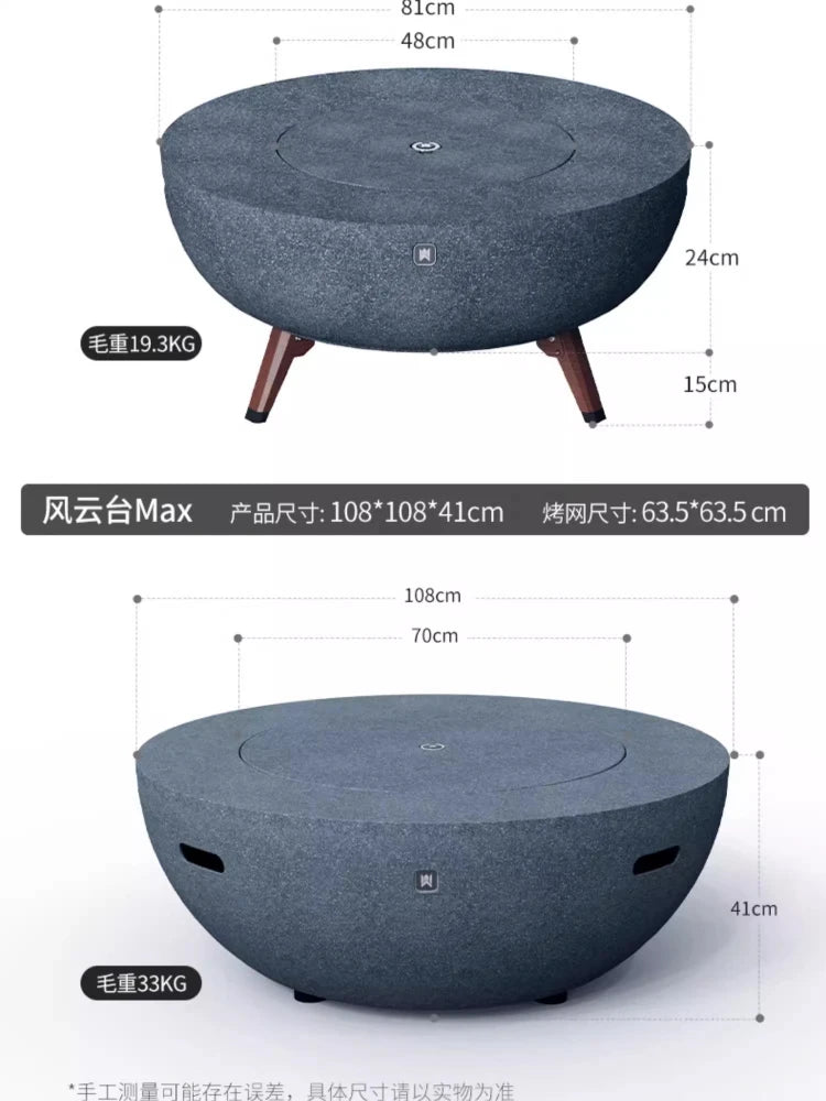 Grill set, tea table, patio grill, brazier, winter heating charcoal stove