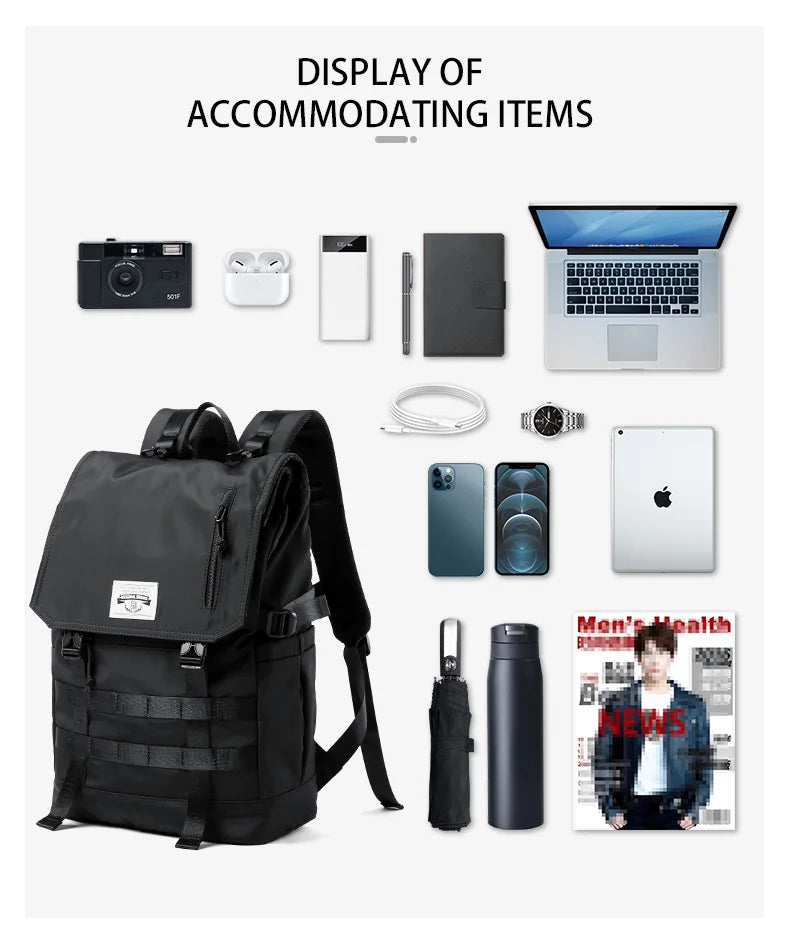 Roll Top Backpack for Men, Water Resistant Expandable, 17.3 inch Laptop Backpack for Commute Travel, 40 Max Liter Rucksack