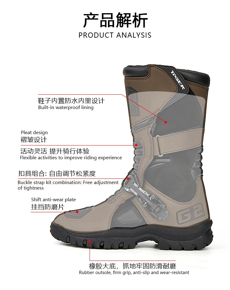 Knight Shoes Wear Resistant Highway Boots Deodorization Motorcycle Riding Shoes Cushioning  Off Road Racing Boots  Waterproof