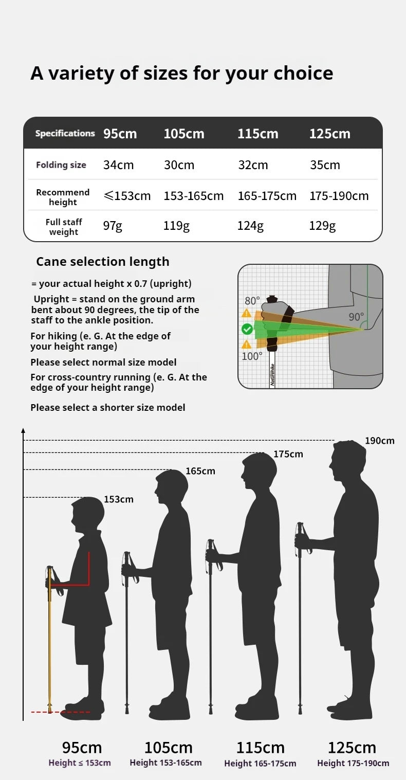 Naturehike 3K Carbon Fiber Collapsible Telescopic Sticks Trekking Pole Folding Portable Walking Stick Staff for Hiking Climbing