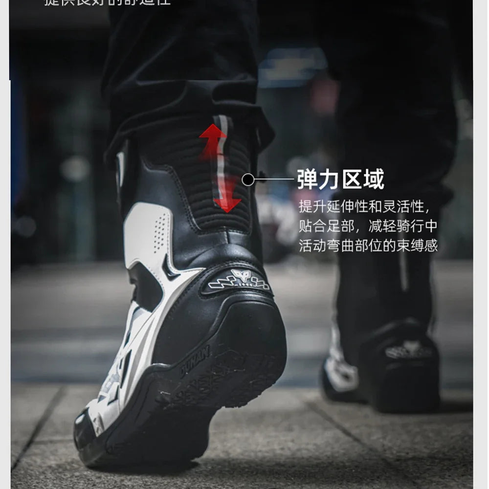 Motorcycle Short Boots Couple Shoes Leather Men Women Riding Racing Protective Breathable Anti-slip Soft Sole Motocross Off-road