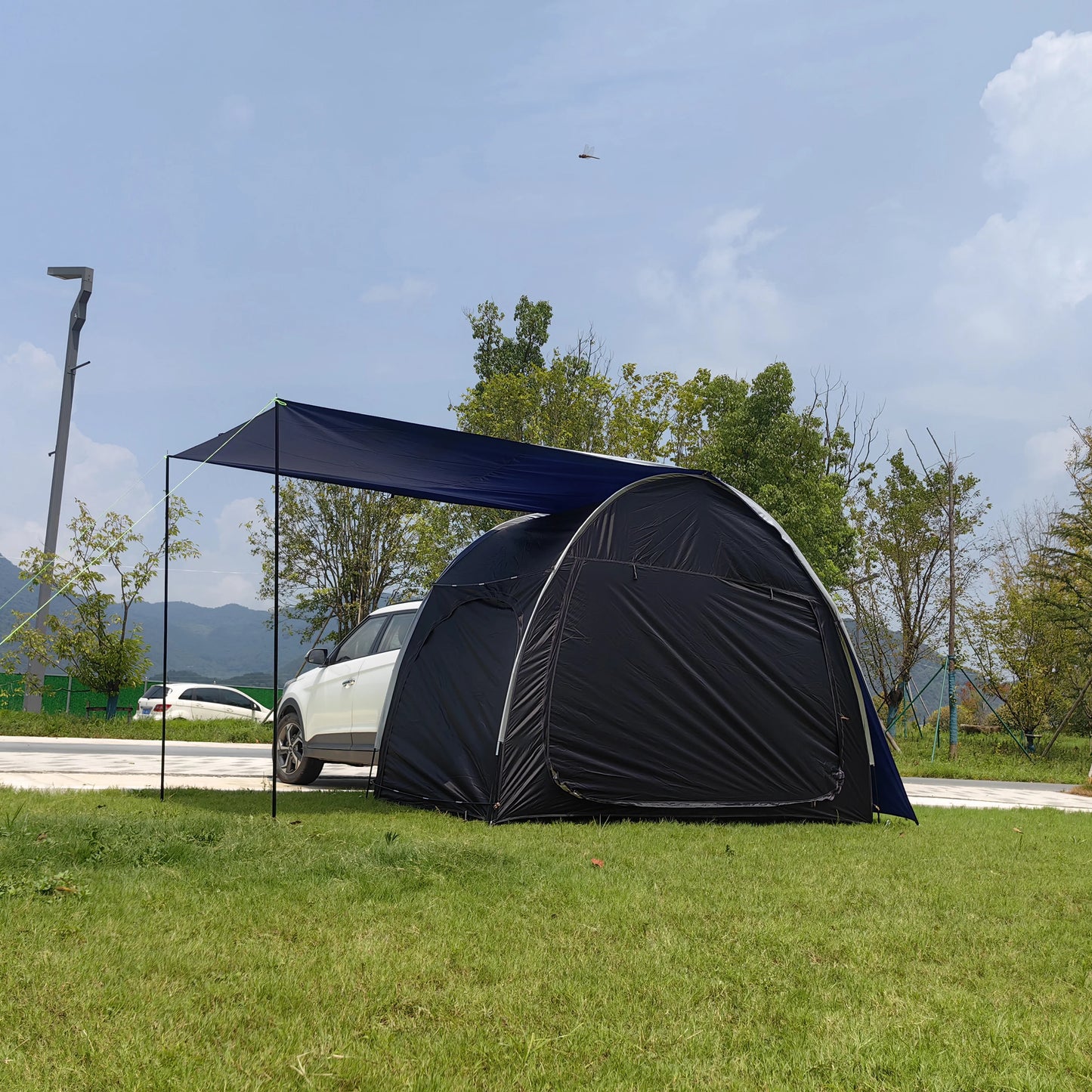 Add Raincover Car Tailgate Tent with Canopy,2 Person Tram Tent, Double Layer Trailer Tent,SUV Tent,car Rear air Conditional Tent
