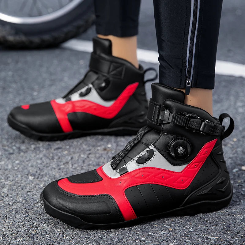 Waterproof Motorcycle Boots Man Wear-Resistant Motocross Boot Breathable Women Motorcycle Anti-Slip Motorcycle Shoes Anti-Fall