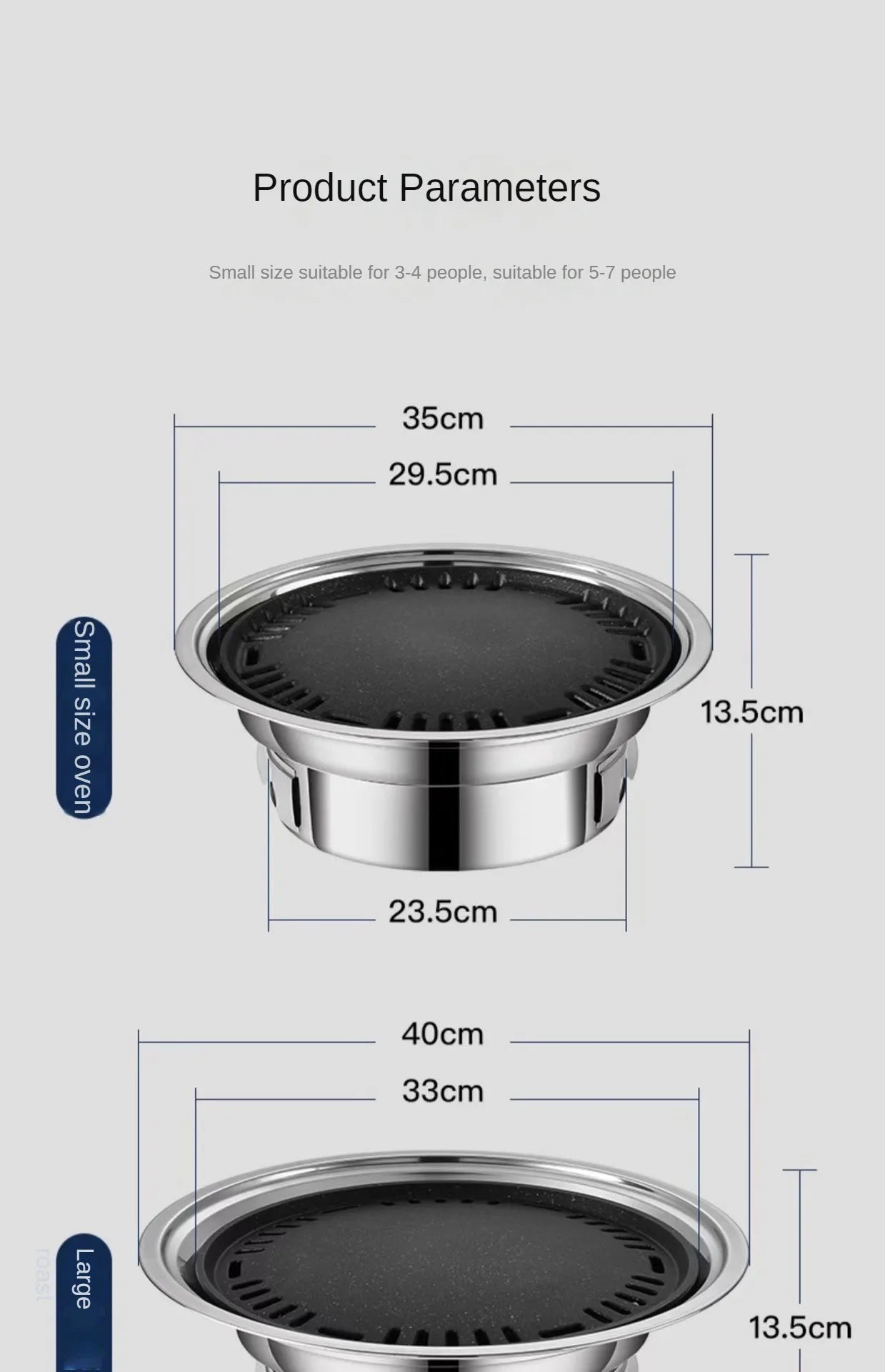 Stainless Steel Korean Barbecue Grill Round Household Commercial Camping Party Charcoal Grill Portable Charcoal Barbecue Grill