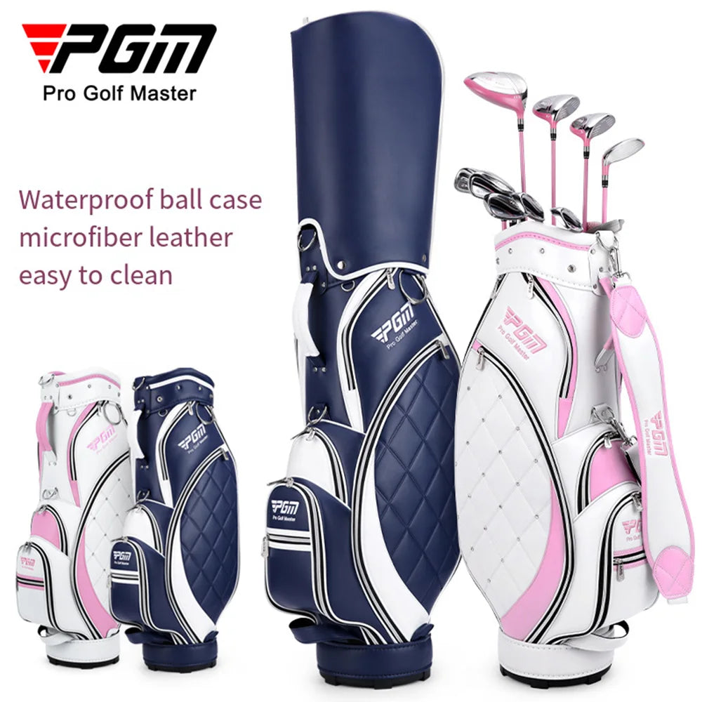 PGM Women Golf Stand Bag Portable Thickened Waterproof Cloth Ball Bag Wear Resistant High Quality Light TPU Golf Clubs Bag QB103