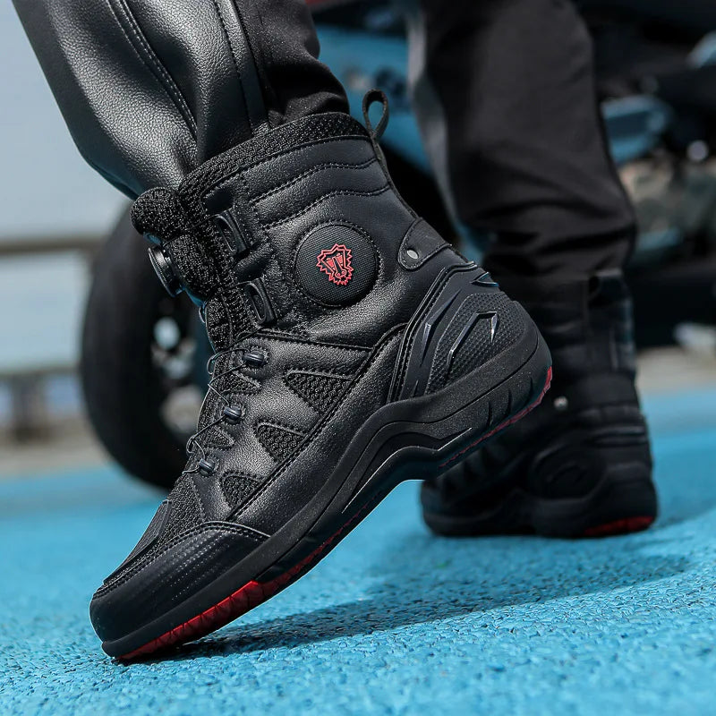Men Motorcycle Boots New Waterproof Motorbike Riding Shoes Microfiber Breathable Men's Motorcycle Shoes Motos Bike Sport Boot