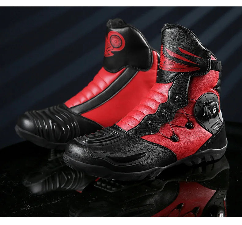 37-48 Motorcycle Boots Non-Slip Studded Boots Leather Enduro Motorcycle Boots Men's Biker Boot Four Seasons Riding Racing Shoes