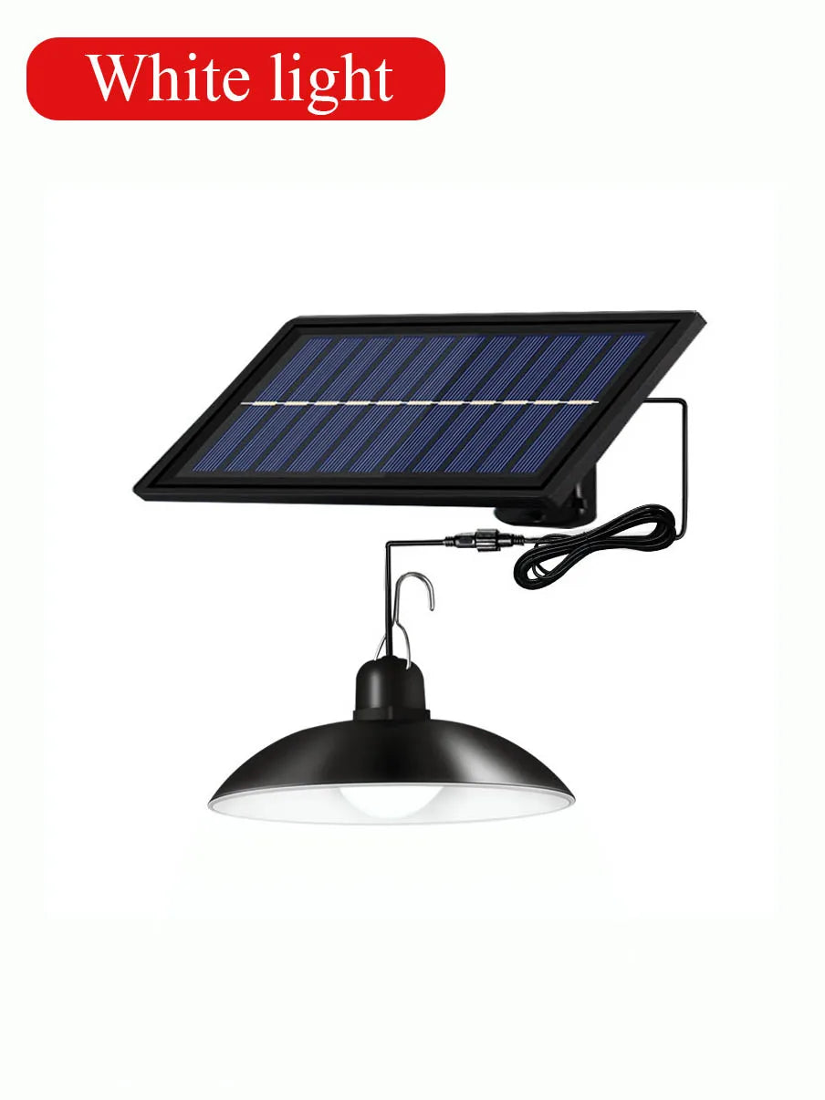 Solar Pendant Light Outdoor Waterproof LED Lamp Double-head Chandelier Decorations with Remote Control for Indoor Shed Barn Room