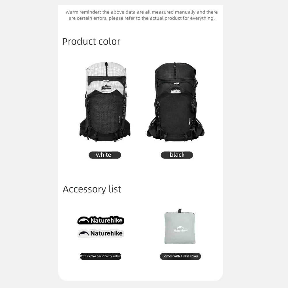 Naturehike Helium Series 40L Hiking Backpack Waterproof Wear Resistant Outdoor Travel Sport Climbing Shoulder Bag With RainCover