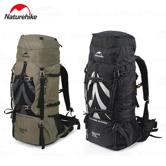 Naturehike Outdoor Backpack 70+5L Large Capacity Trekking Bag Backpack 420D Nylon Camping Hiking Travel Backpack With Rain Cover