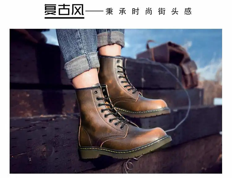 Fashion Men's Boots British Style High Top Casual Sneakers Men Luxury Designer Work Shoes Outdoor Anti slip Motorcycle Boots Mal