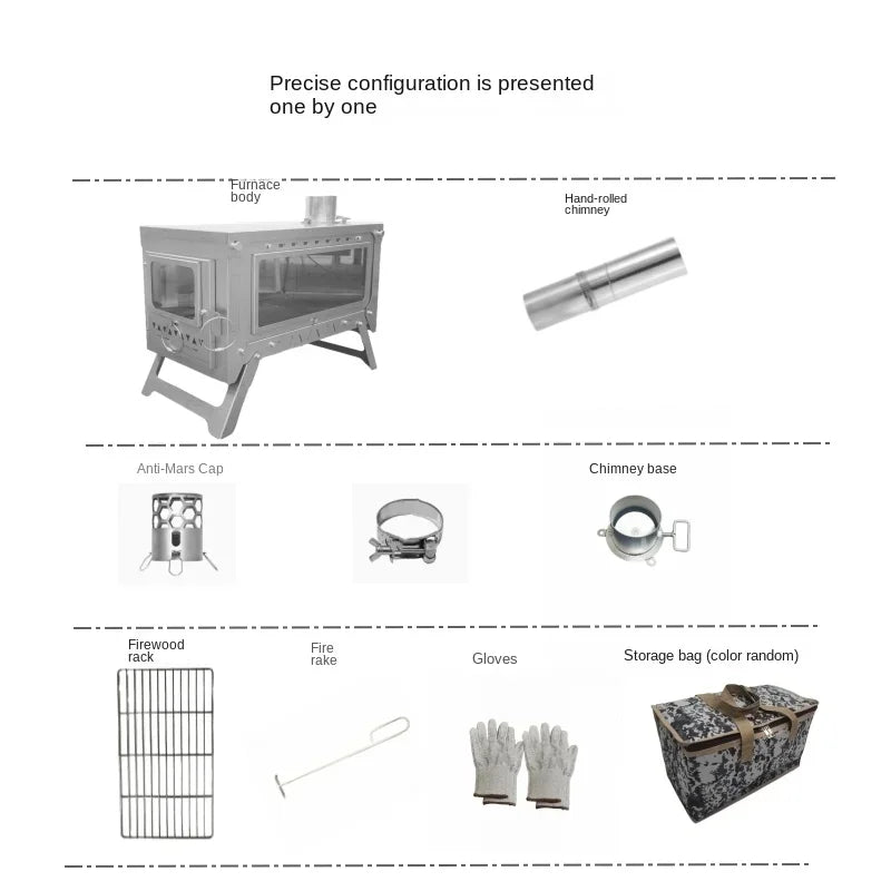 WT-Dream-Ti Titanium furnace Plug-in folding titanium alloy outdoor tent camping wood stove grill