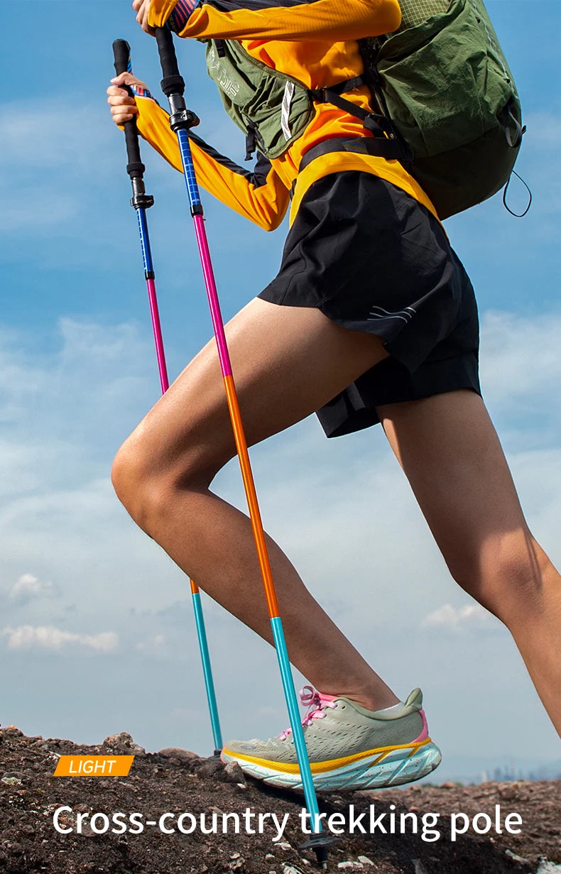 AONIJIE E4208 Rainbow Color Unisex Outdoor Hiking Pole Telescopic Adjustable Aluminum Alloy Pole Running Hiking Walking Stick