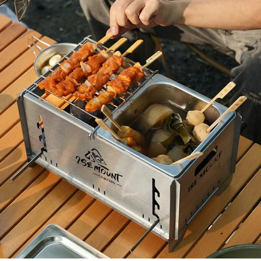Camping Windproof Firewood Stove Stainless Steel Barbecue Grill Wood Burner Protable Outdoor Picnic Oden Cooking Furnace