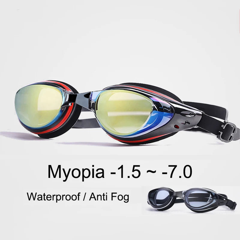 Plating Myopia Swim Goggles Men Women Professional Swimming Pool Water Sports Waterproof Glasses Anit Fog UV Shield Eyewear New