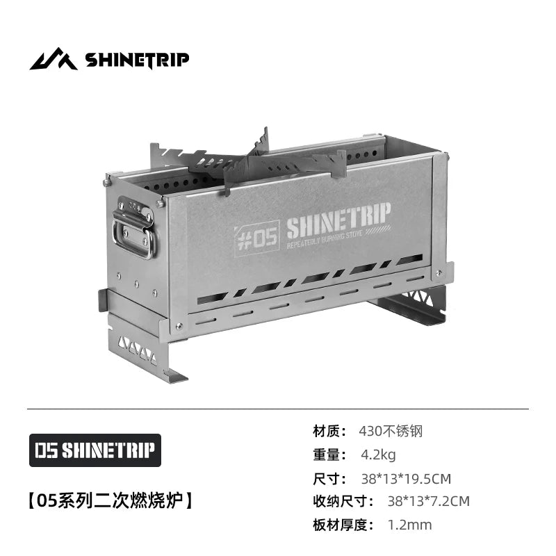 Outdoor Camping Second Burner Stove ShineTrip Thickened Stainless Steel Multifunctional Collapsible Portable IGT Half Unit Grill