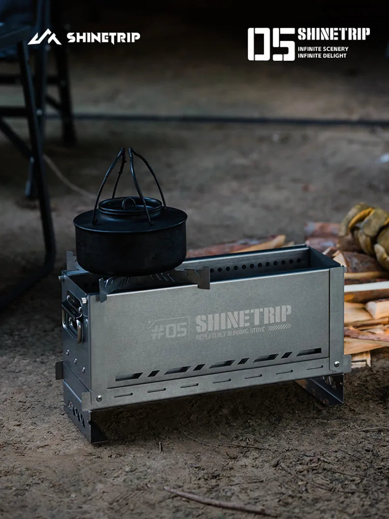 Outdoor Camping Second Burner Stove ShineTrip Thickened Stainless Steel Multifunctional Collapsible Portable IGT Half Unit Grill