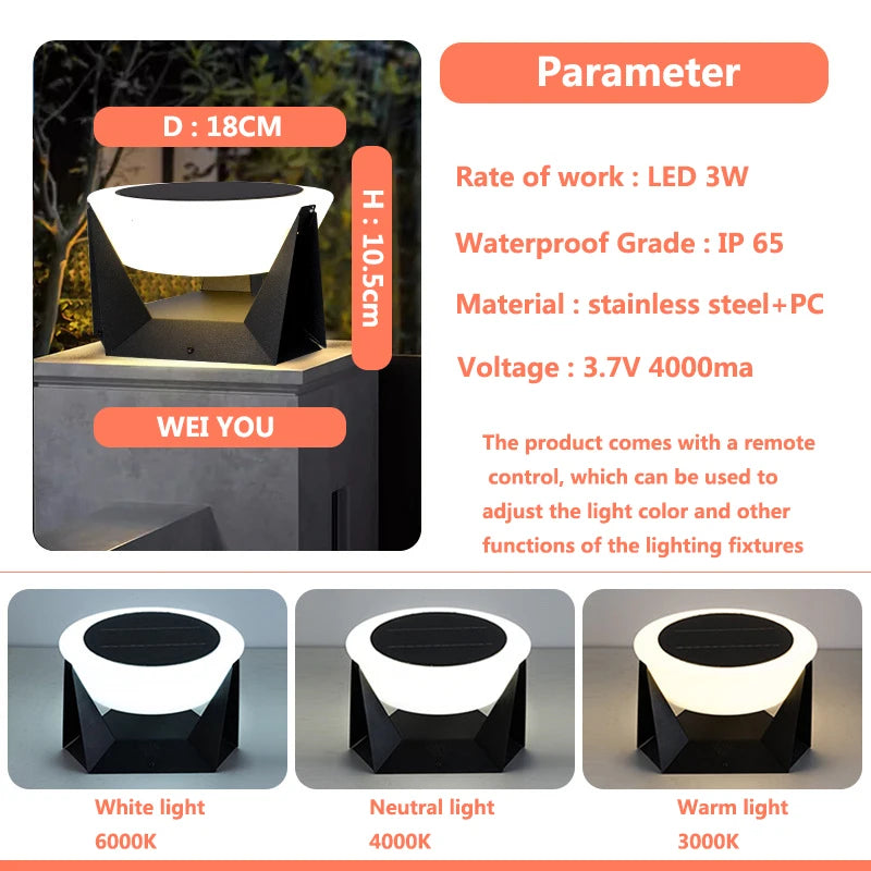 Solar outdoor waterproof lawn light. Zero electricity bill. Landscape lights suitable for gardens, parks, courtyards, and square