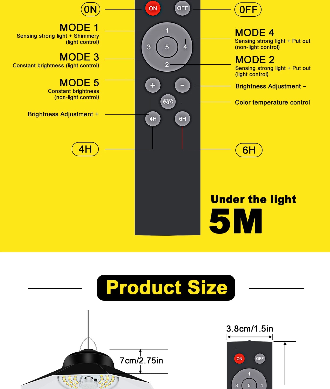 Solar Pendant Lights with Sensor Shed Lamp Indoor Remote Daytime Available for Barn Garage Solar Powered Outdoor Light