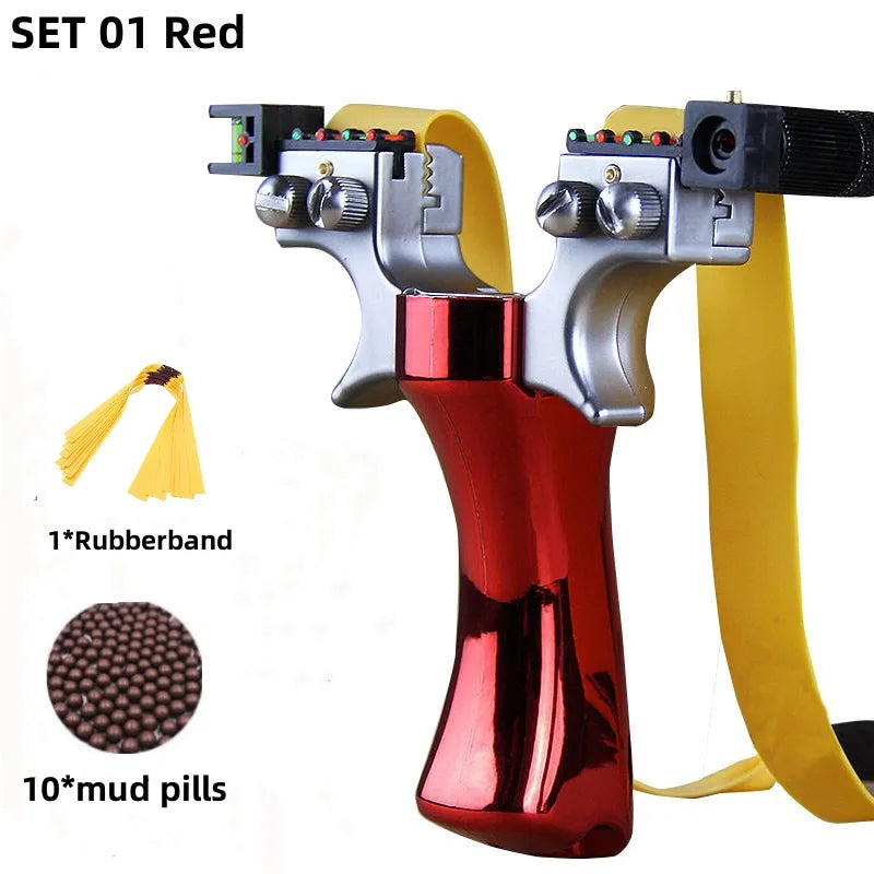 Powerful New Laser Slingshot Upgrade Outdoor Shooting Catapult Double Screw Quick Pressure Rubber Band Toy Hunting Tools Outdoor