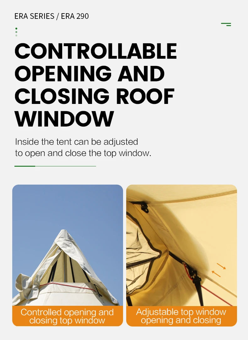 MOBI GARDEN Era290 Outdoor Family Pyramid Camping Tent 5-8 Person Large Space Lobby Sun Shelter Thickened Cotton Portable Tent