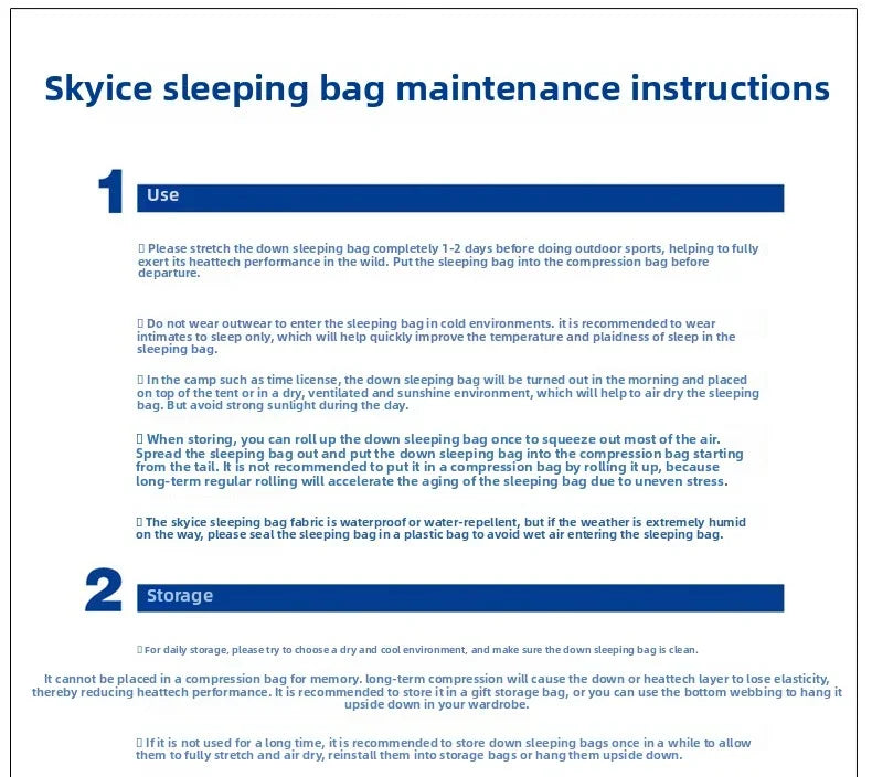 Lightweight Goose Down Double Sleeping Bag Adult Outdoor AllSeason Camping