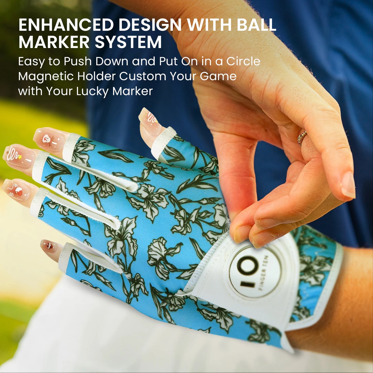 All Weather Grip Nail Golf Gloves Women Left Hand Leather with Ball Marker Half Finger Size XS S M L XL Drop Shipping