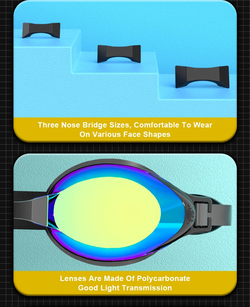JSJM Professional Anti-Fog Swimming Goggles for Adults - UV Protection, Adjustable Silicone Fit for Men & Women, Unisex Design