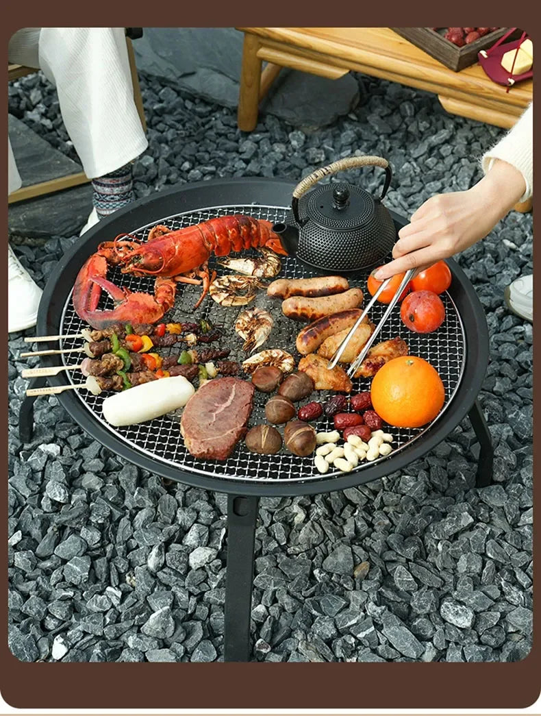 Camping Fire Pit Bonfire Charcoal Barbecue Stove Fire Wood Heater Outdoor Burner Winter Insulation  Bbq Grill Outdoor  Grill