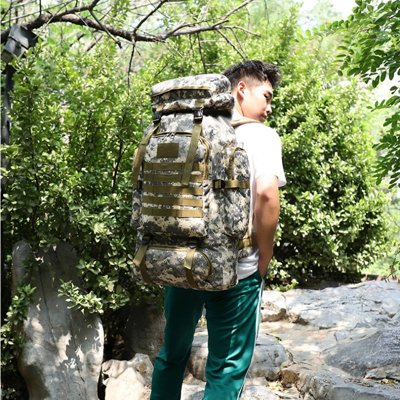Men's 80L Large Hiking Mountaineering Backpack Climbing Hiking Backpack Camping Backpack Sport Outdoor Rucksack Bag
